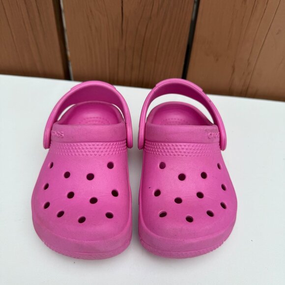 Crocs Kids Classic Clog Pink Slip-On Sandals Size C8 - Picture 2 of 9